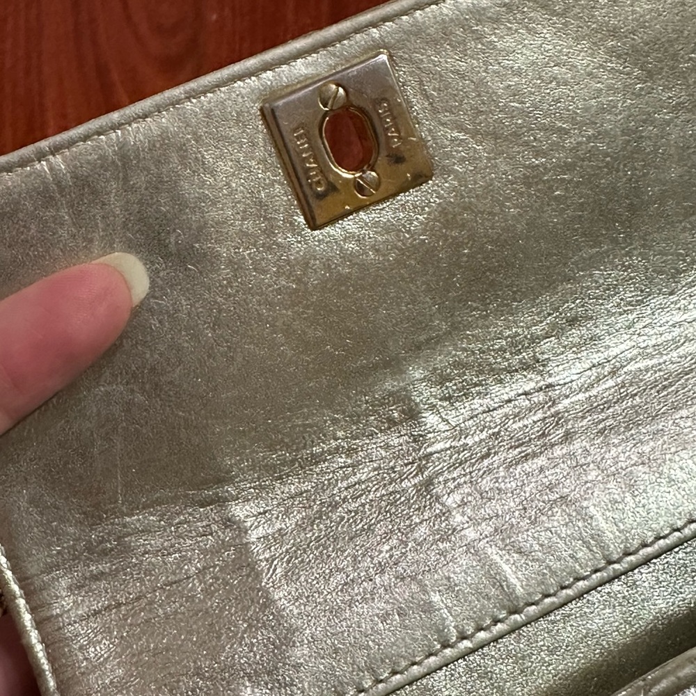 Vintage Chanel mini CF Flag WOC Gold Wallet waist bag clutch 3 in 1 - Picture 9 of 15